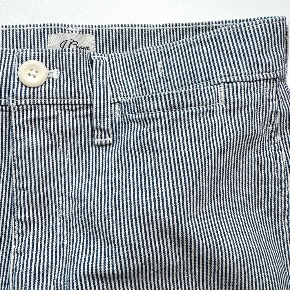 J. Crew Blue Striped Wide-Leg Cropped Jeans - Picture 4 of 11
